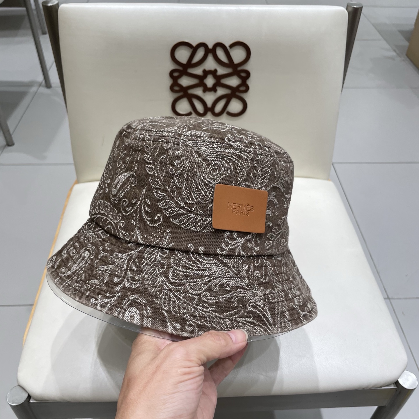 新款出货 HERMÈS (爱马仕暗印花牛仔渔夫帽街拍复古图腾英伦水洗加厚做旧遮阳百搭女式秋季