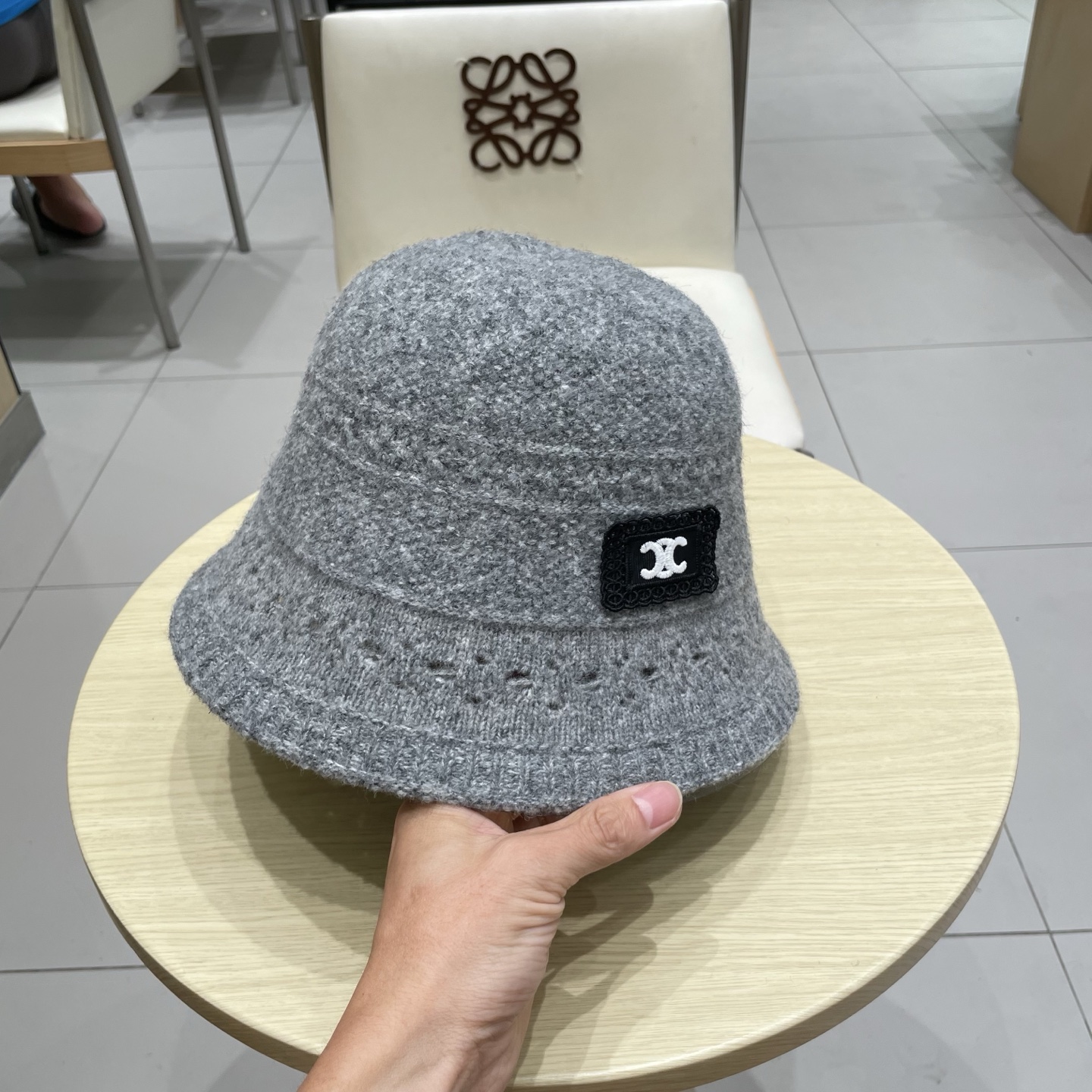 塞琳Celine日系文艺仿羊毛渔夫帽女秋冬新款百搭盆帽保暖针织水桶帽显脸小