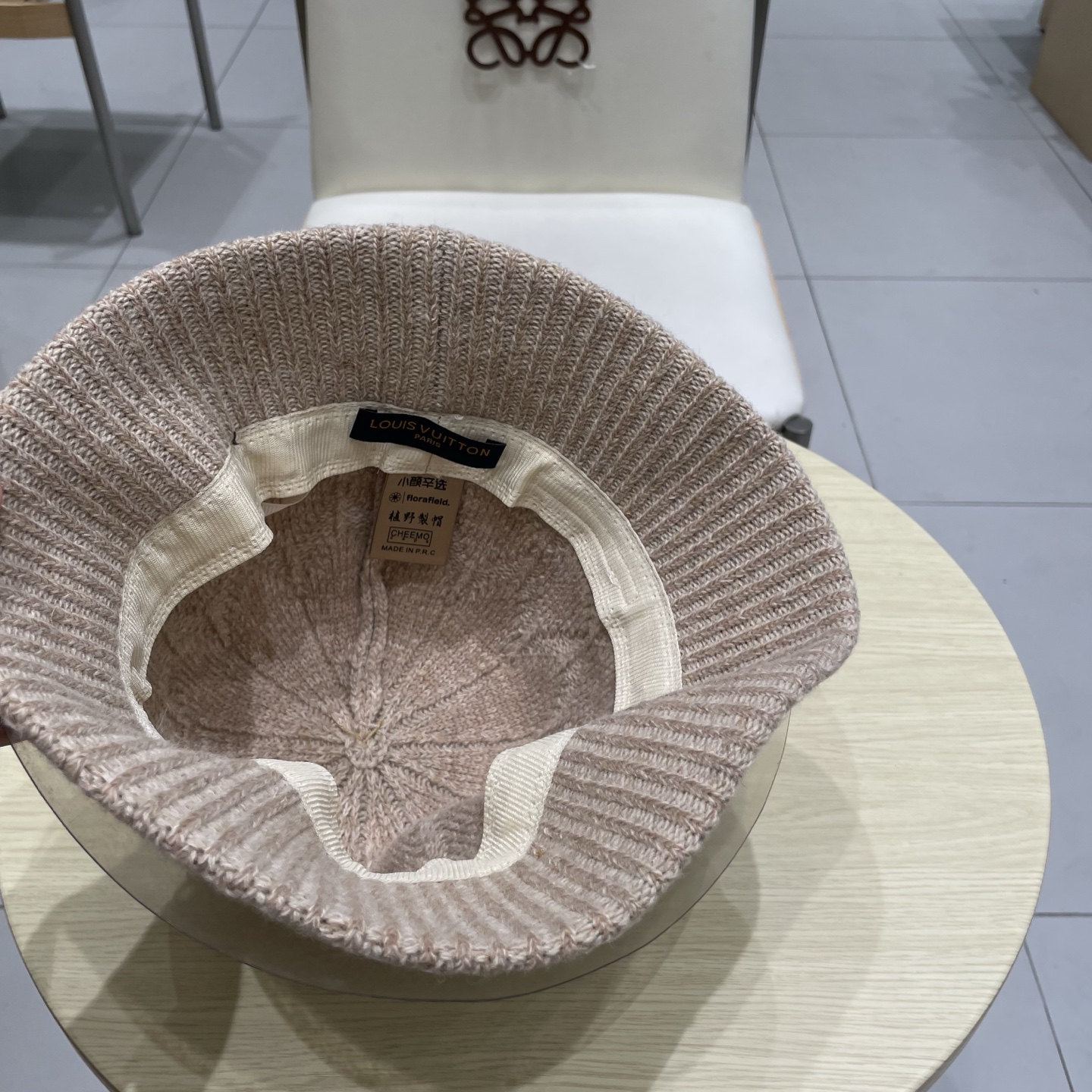 lv路易威登菱形格针织渔夫帽子女秋冬粉红色显脸小水桶帽防晒盆帽