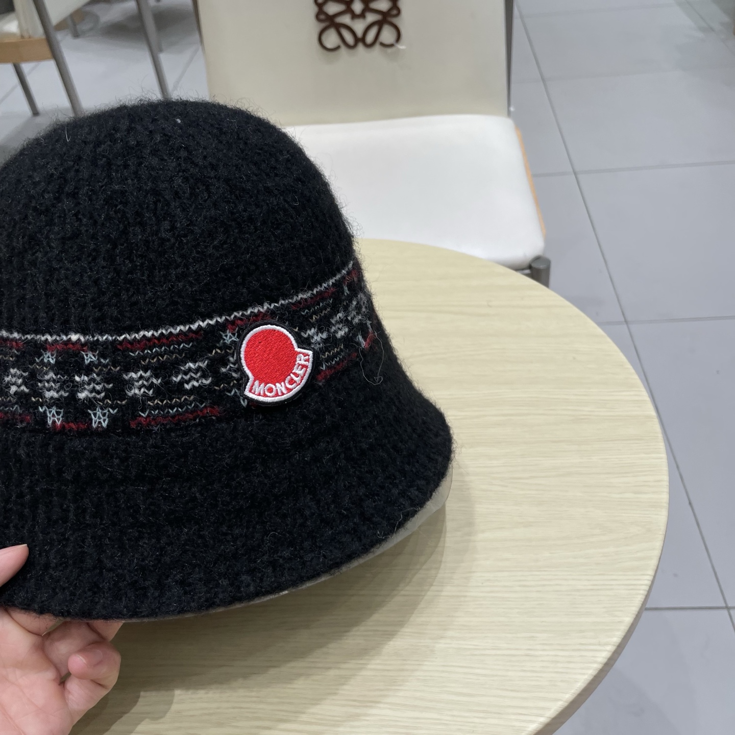 moncler秋冬新款花纹日系毛线帽针织帽女保暖帽子护耳简约显脸小冷帽