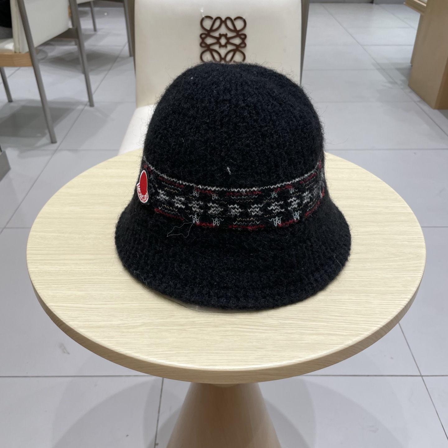 moncler秋冬新款花纹日系毛线帽针织帽女保暖帽子护耳简约显脸小冷帽