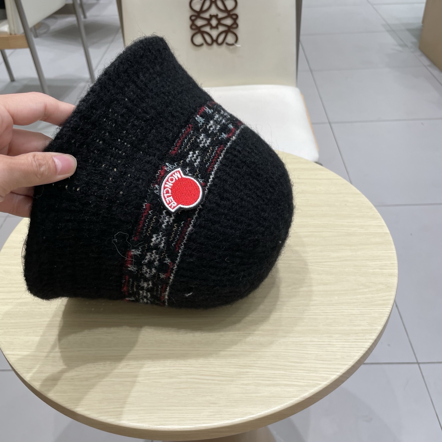 moncler秋冬新款花纹日系毛线帽针织帽女保暖帽子护耳简约显脸小冷帽