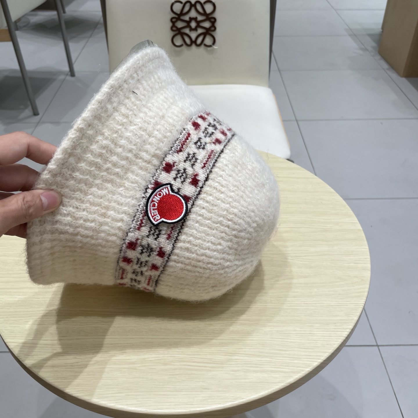 moncler秋冬新款花纹日系毛线帽针织帽女保暖帽子护耳简约显脸小冷帽