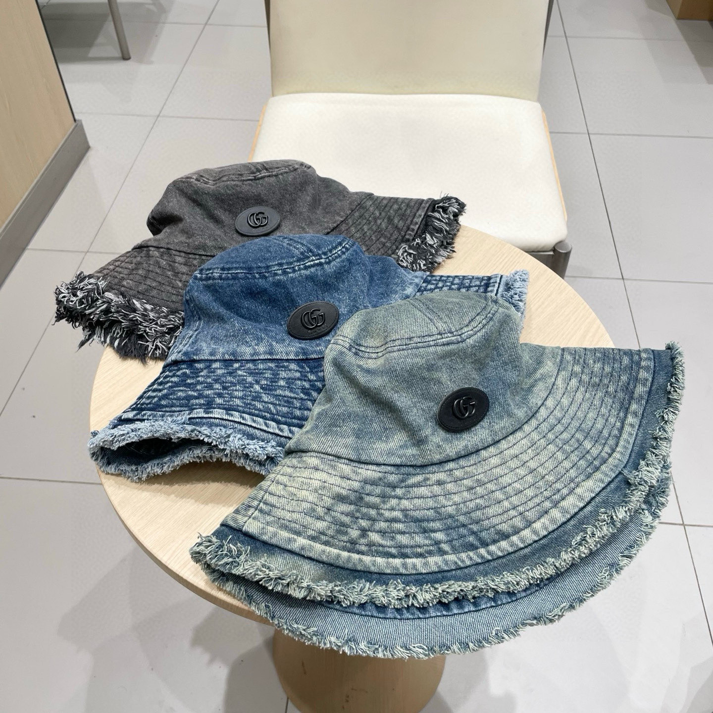  Gucci日系复古牛仔渔夫帽子女夏大头围水桶盆帽做旧遮阳防晒显脸小帽子