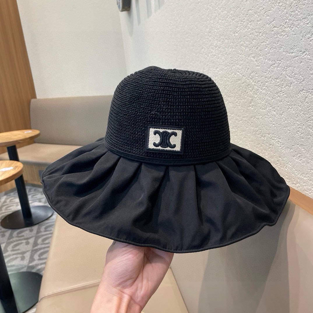  celien塞琳夏季新款韩版户外出游防晒太阳帽大帽檐遮脸渔夫帽夏天遮阳帽 