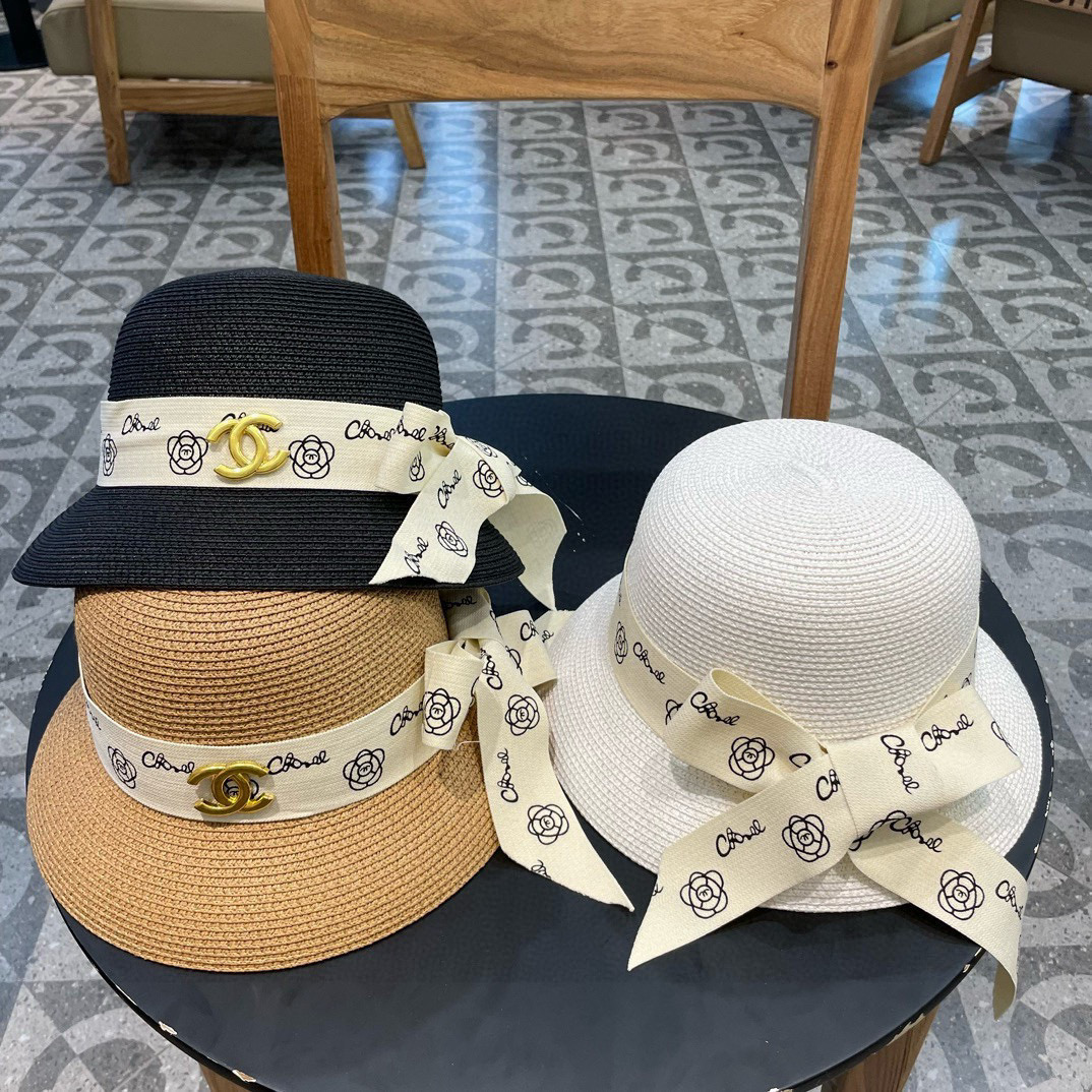    Chanel2024新款香奈儿名媛风草帽，沙滩🏖️帽，头围57cm