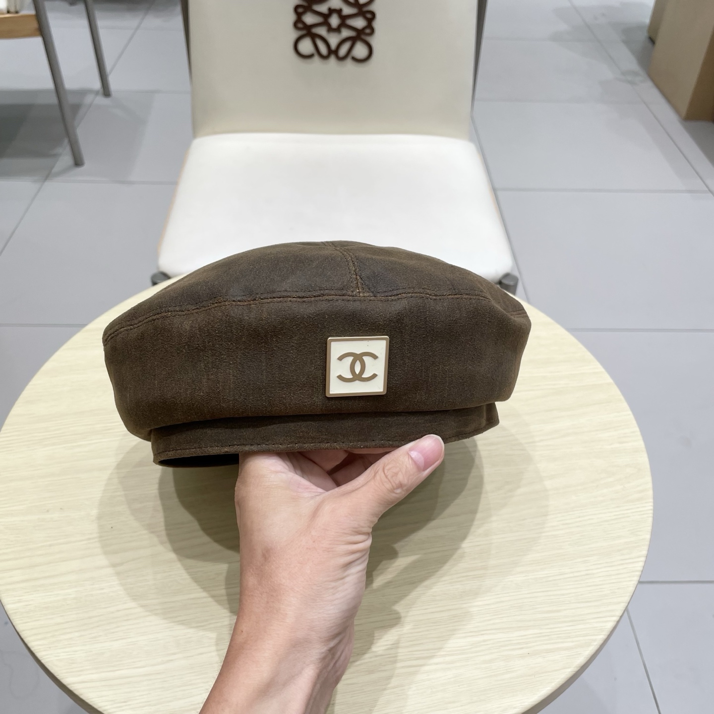  chanel香奈儿秋冬复古麂皮绒贝雷帽韩系文艺百搭画家帽平顶港式显脸小黑帽子女