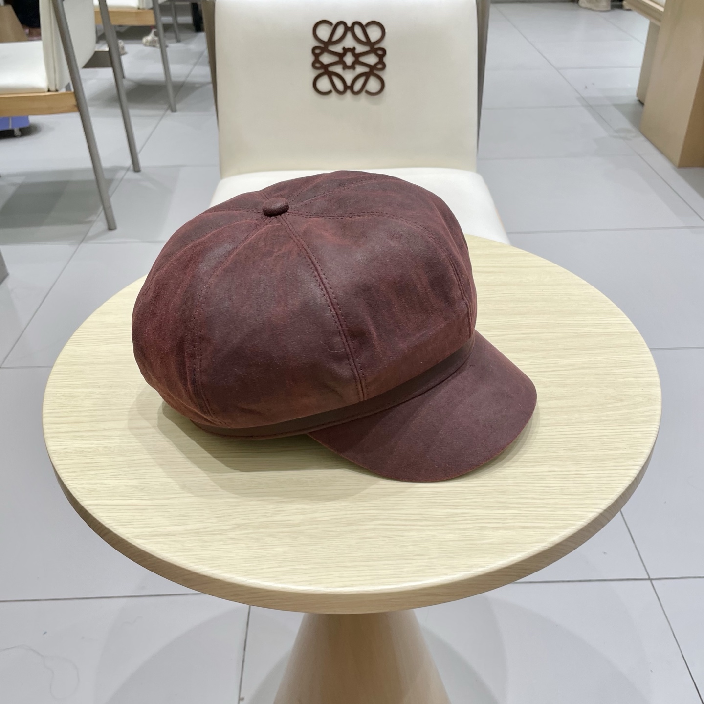  巴黎世家麂皮绒棕色八角贝雷帽女夏季大头围复古画家报童帽短檐鸭舌帽大码