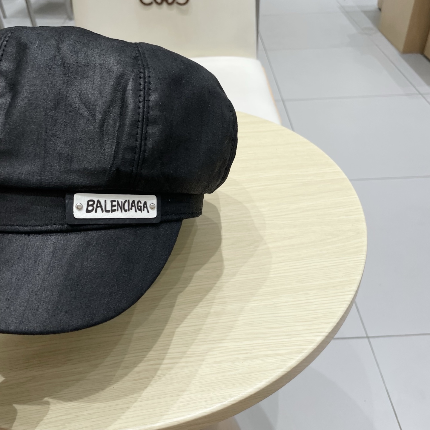  巴黎世家麂皮绒棕色八角贝雷帽女夏季大头围复古画家报童帽短檐鸭舌帽大码