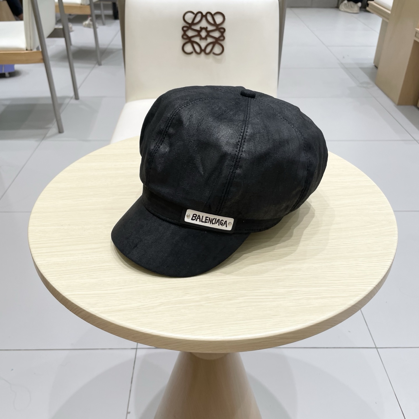  巴黎世家麂皮绒棕色八角贝雷帽女夏季大头围复古画家报童帽短檐鸭舌帽大码