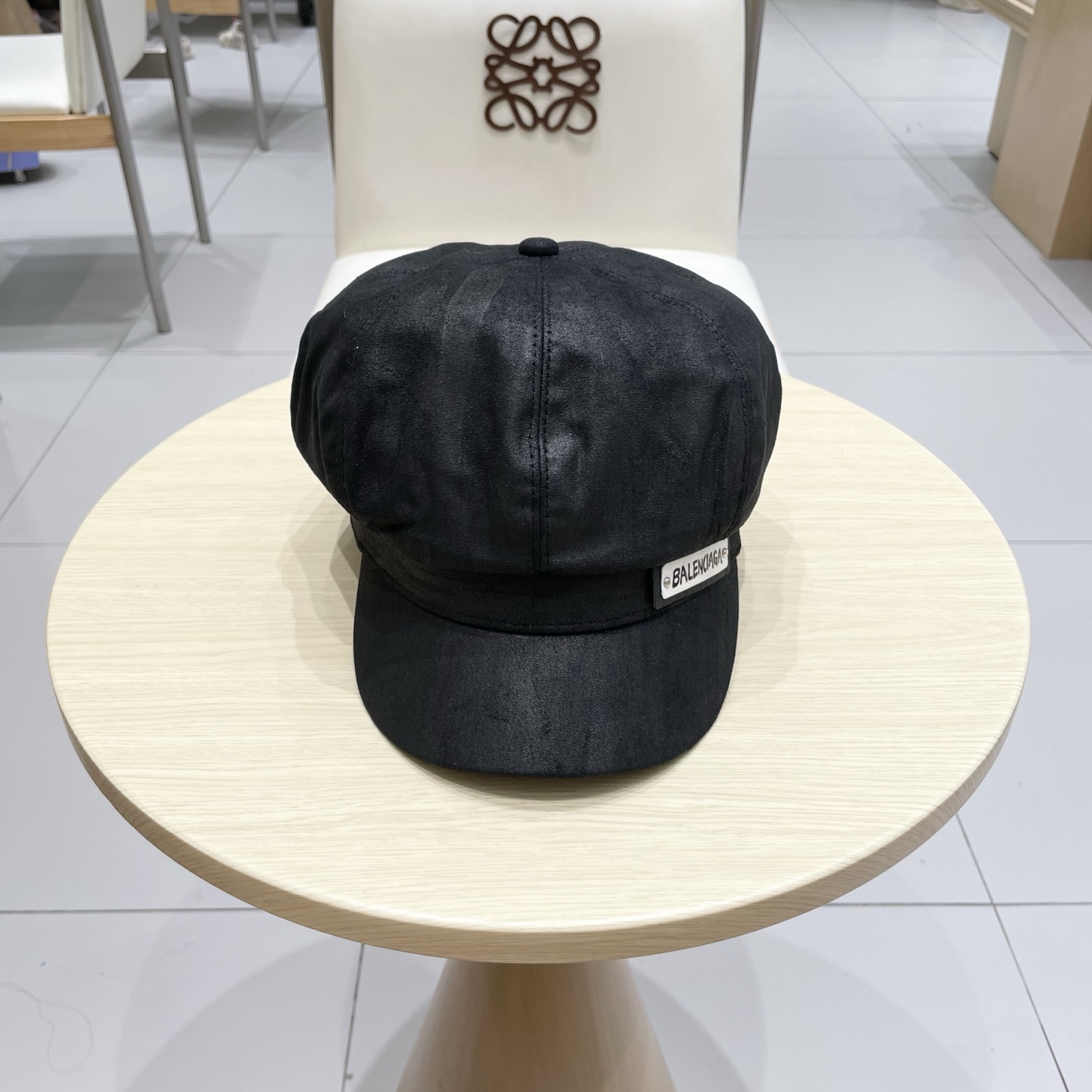  巴黎世家麂皮绒棕色八角贝雷帽女夏季大头围复古画家报童帽短檐鸭舌帽大码