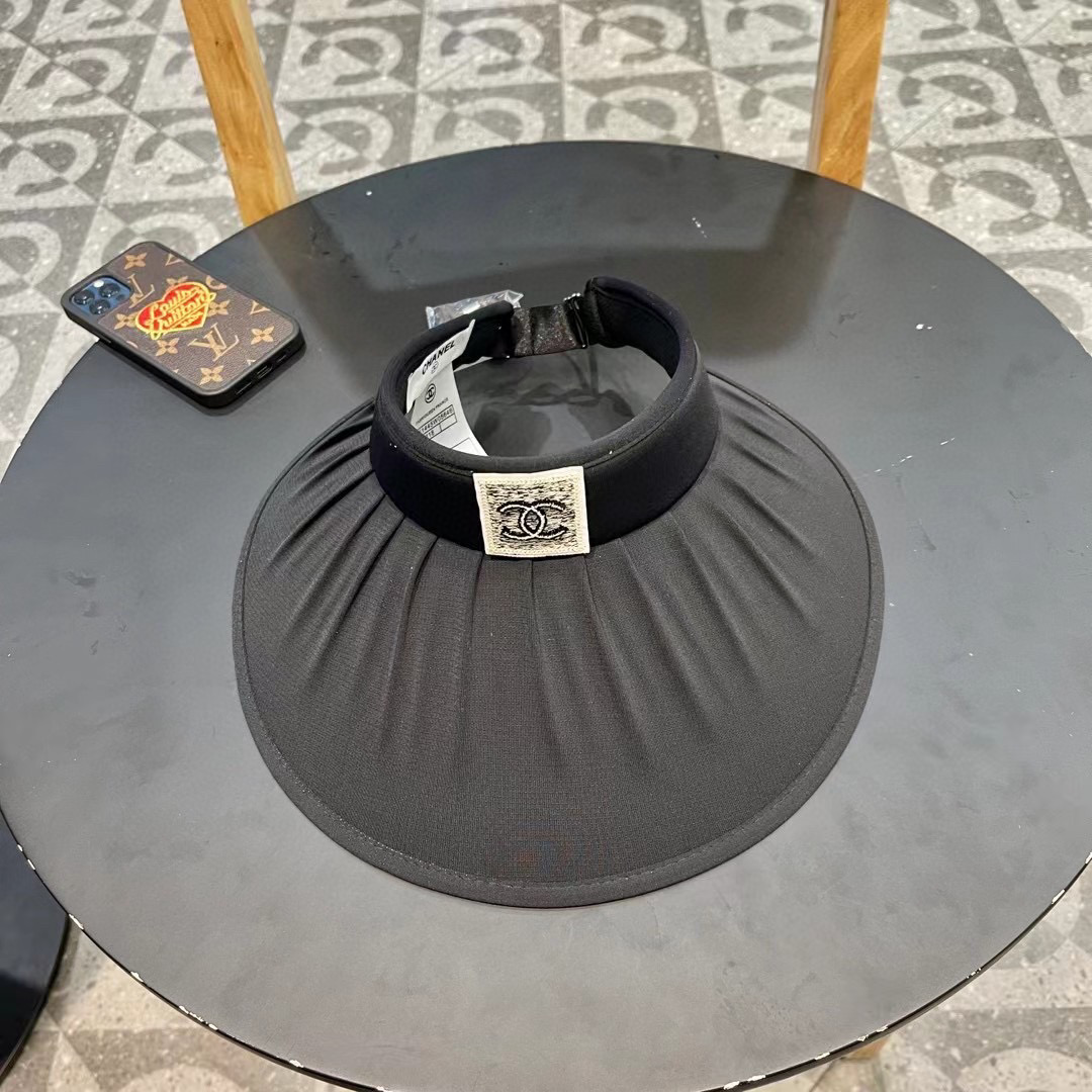   Chanel防晒帽女夏季大帽檐遮脸防紫外线空顶帽百搭显脸小海边遮阳太阳帽