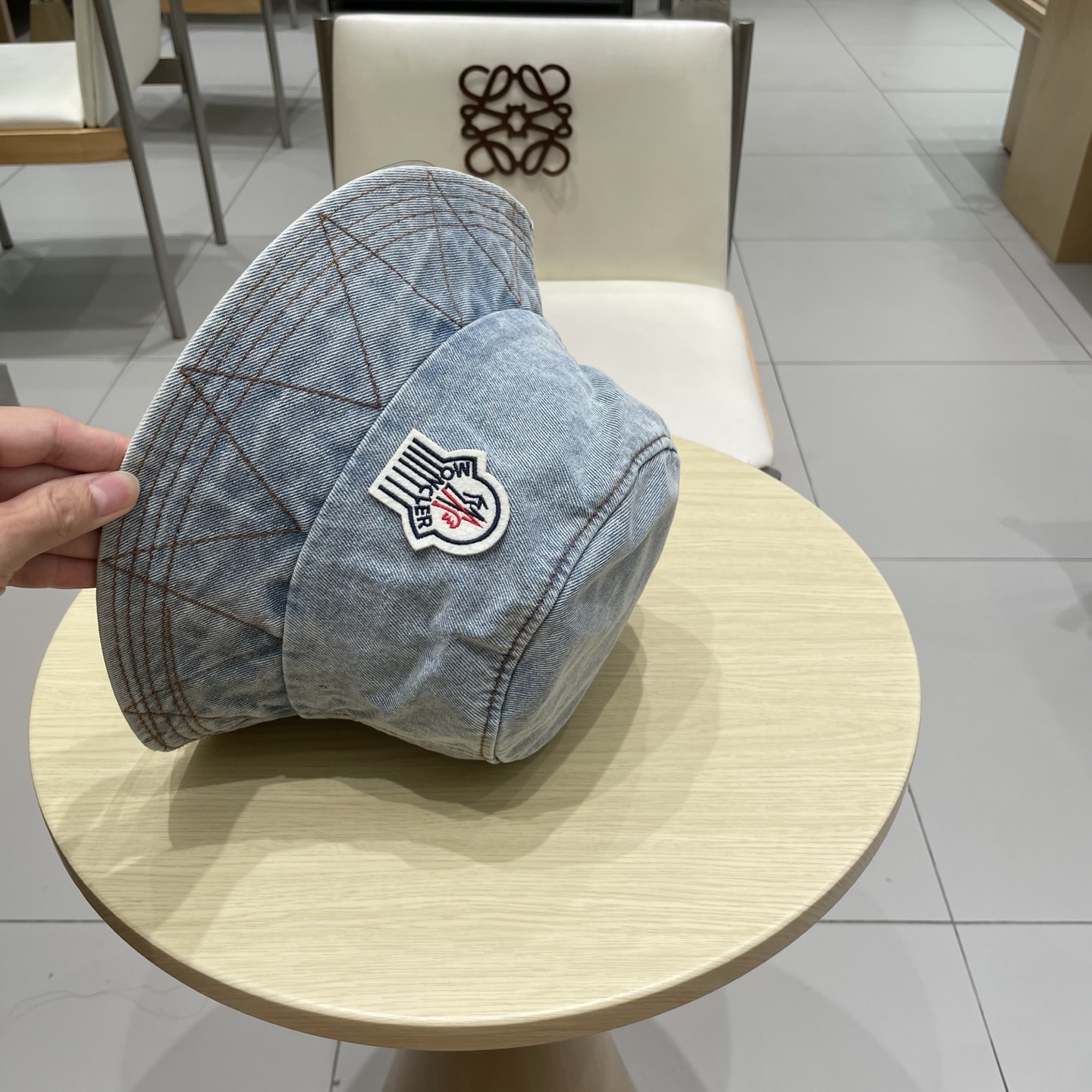 蒙口moncler秋款牛仔渔夫帽，渔夫桶帽，头围57cm