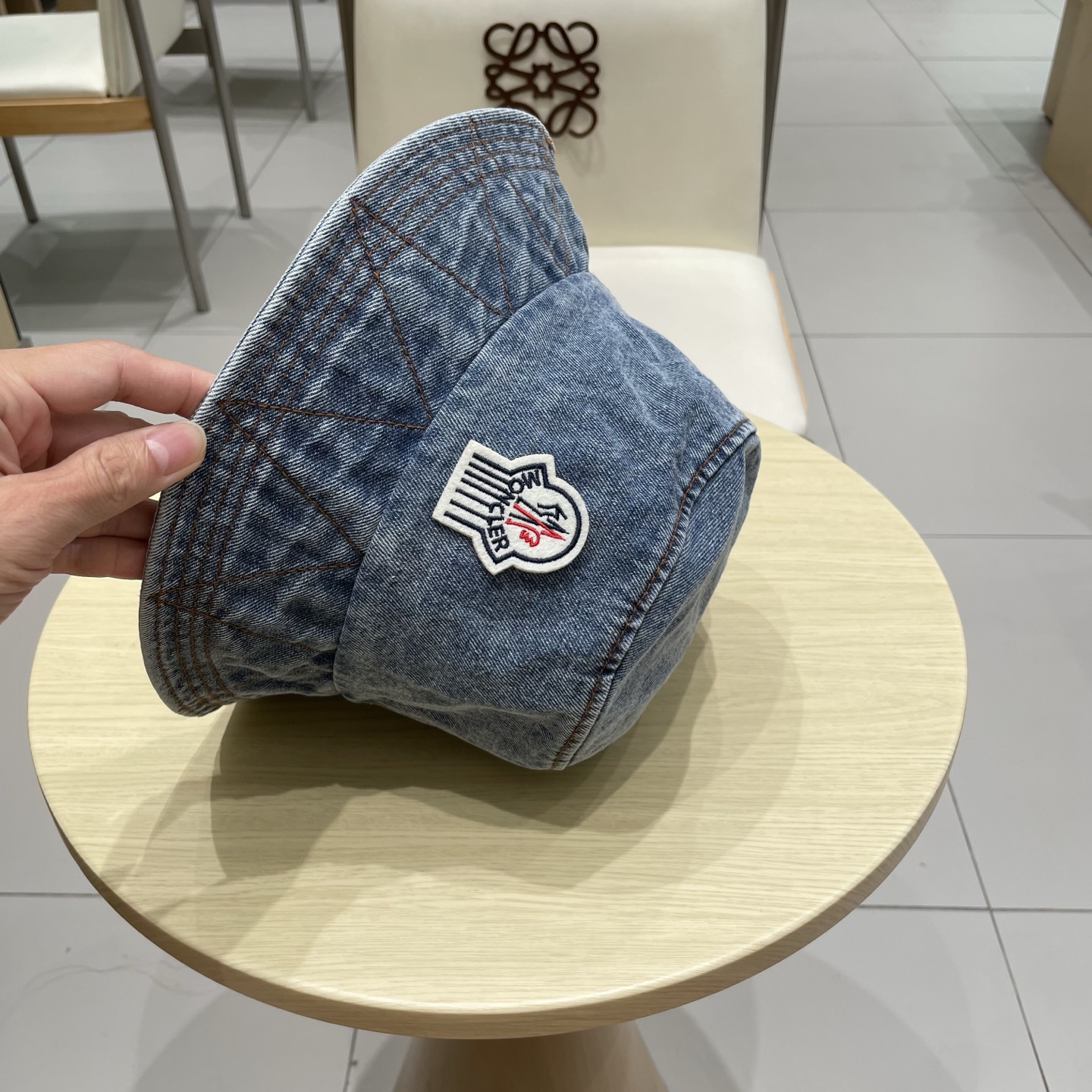 蒙口moncler秋款牛仔渔夫帽，渔夫桶帽，头围57cm