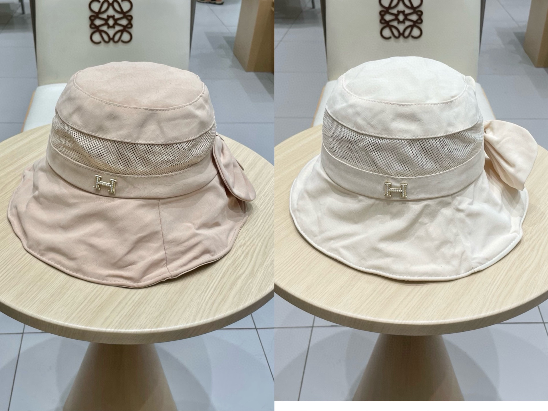   Hermes爱马仕网纱防晒渔夫帽显脸小2025夏季新款户外出游遮阳帽大檐太阳帽