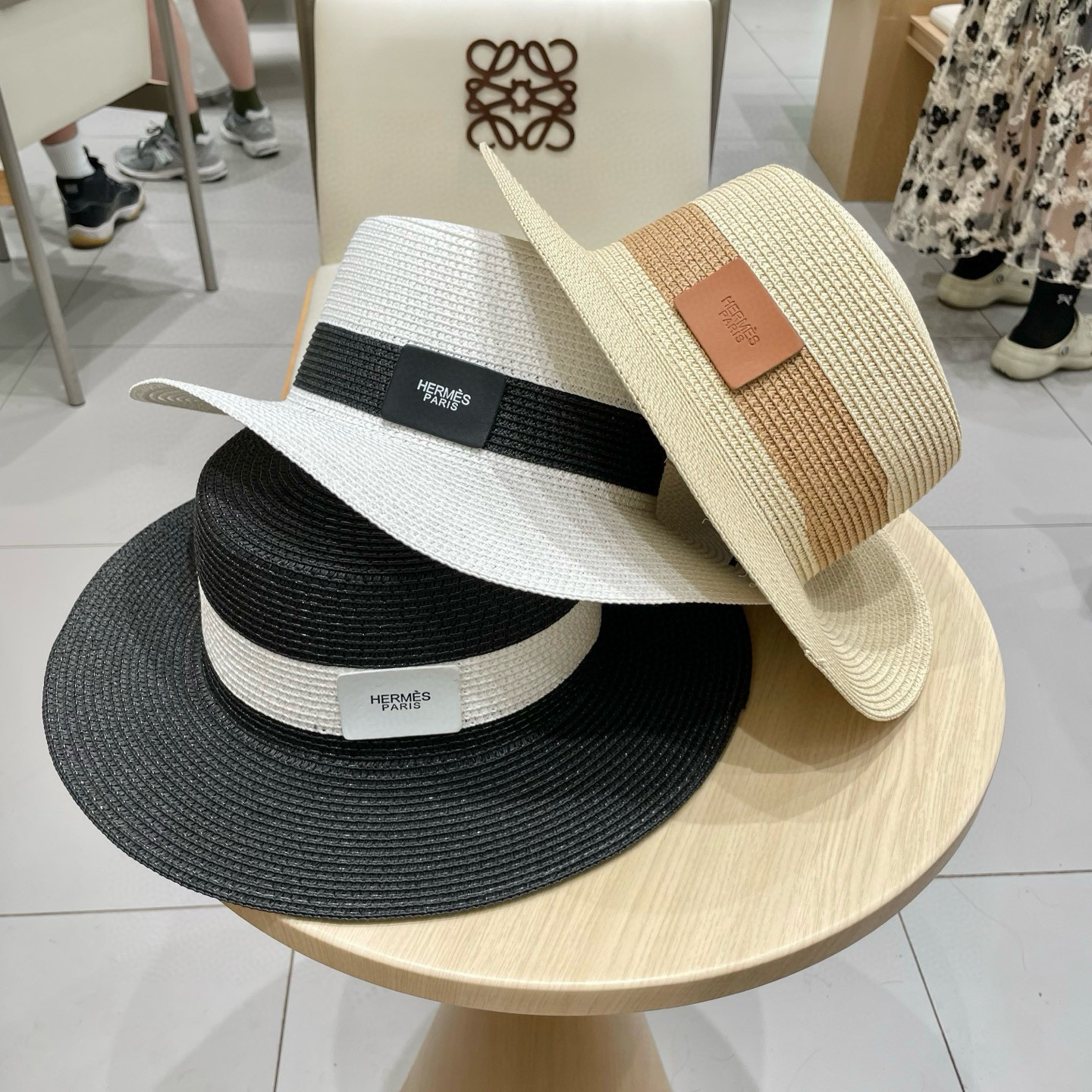  爱马仕新款草帽，平顶礼帽，头围57cm