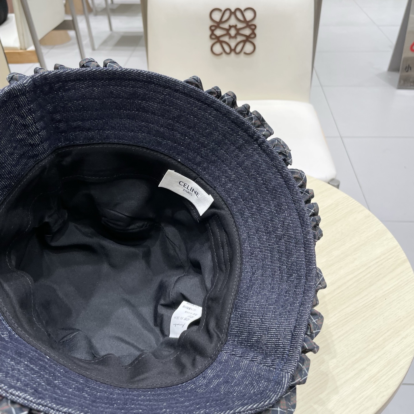  celine塞琳甜美拼色花边牛仔渔夫帽女秋季显脸小水桶帽百搭时尚盆帽子