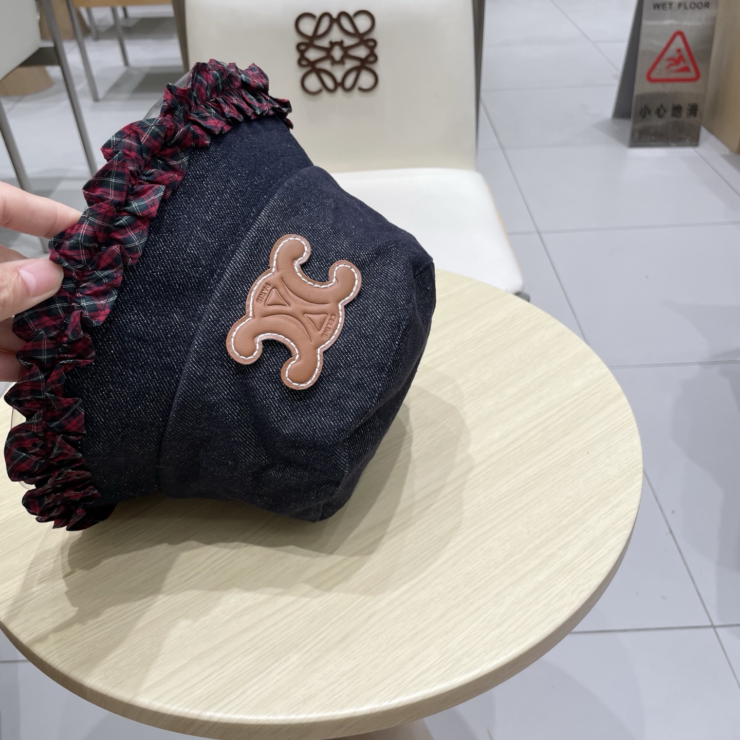  celine塞琳甜美拼色花边牛仔渔夫帽女秋季显脸小水桶帽百搭时尚盆帽子