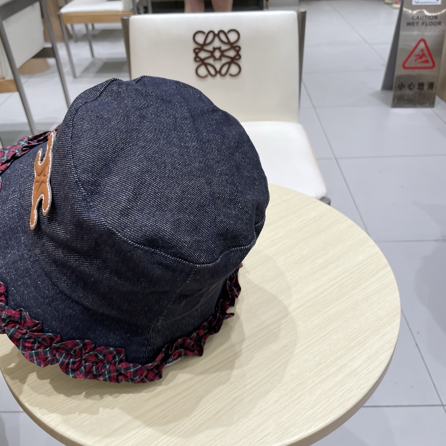  celine塞琳甜美拼色花边牛仔渔夫帽女秋季显脸小水桶帽百搭时尚盆帽子