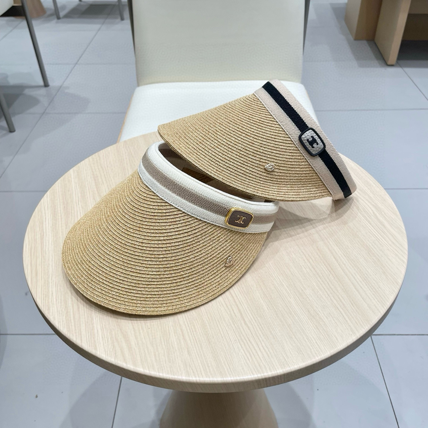  celine塞琳疏影同款台湾超细纸辫防晒空顶草帽女夏发箍遮阳防晒逛街鸭舌帽子