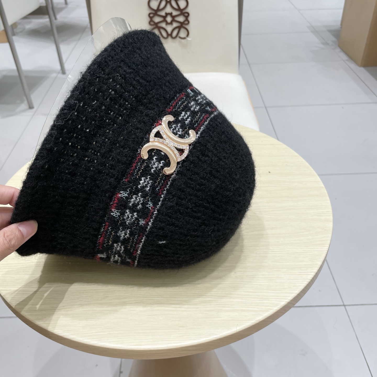 celine塞琳针织渔夫帽大头围毛绒秋冬水桶帽毛线帽大号大码显脸小