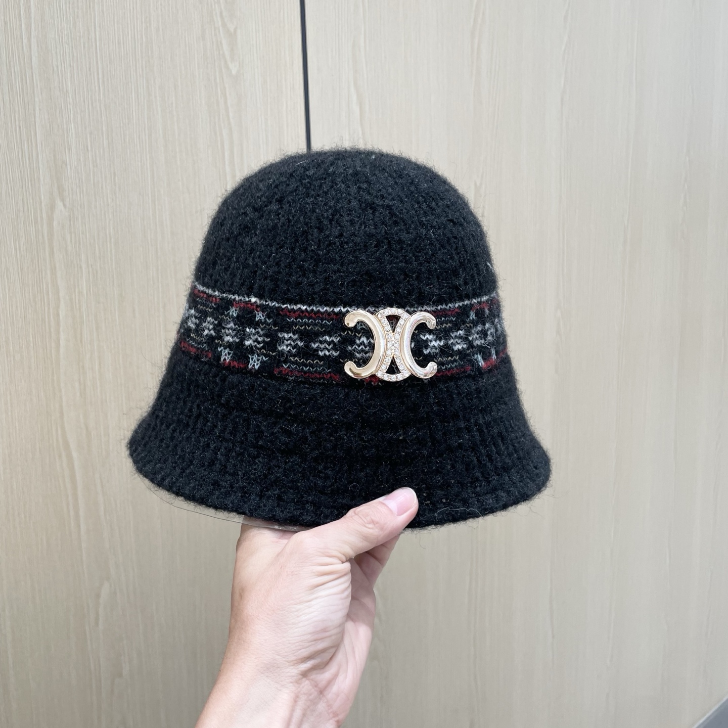 celine塞琳针织渔夫帽大头围毛绒秋冬水桶帽毛线帽大号大码显脸小