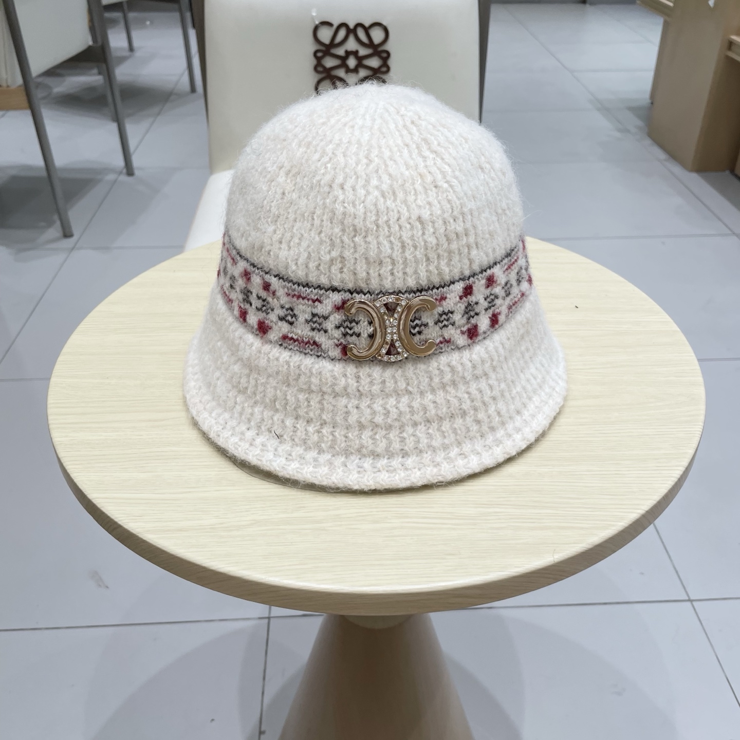 celine塞琳针织渔夫帽大头围毛绒秋冬水桶帽毛线帽大号大码显脸小