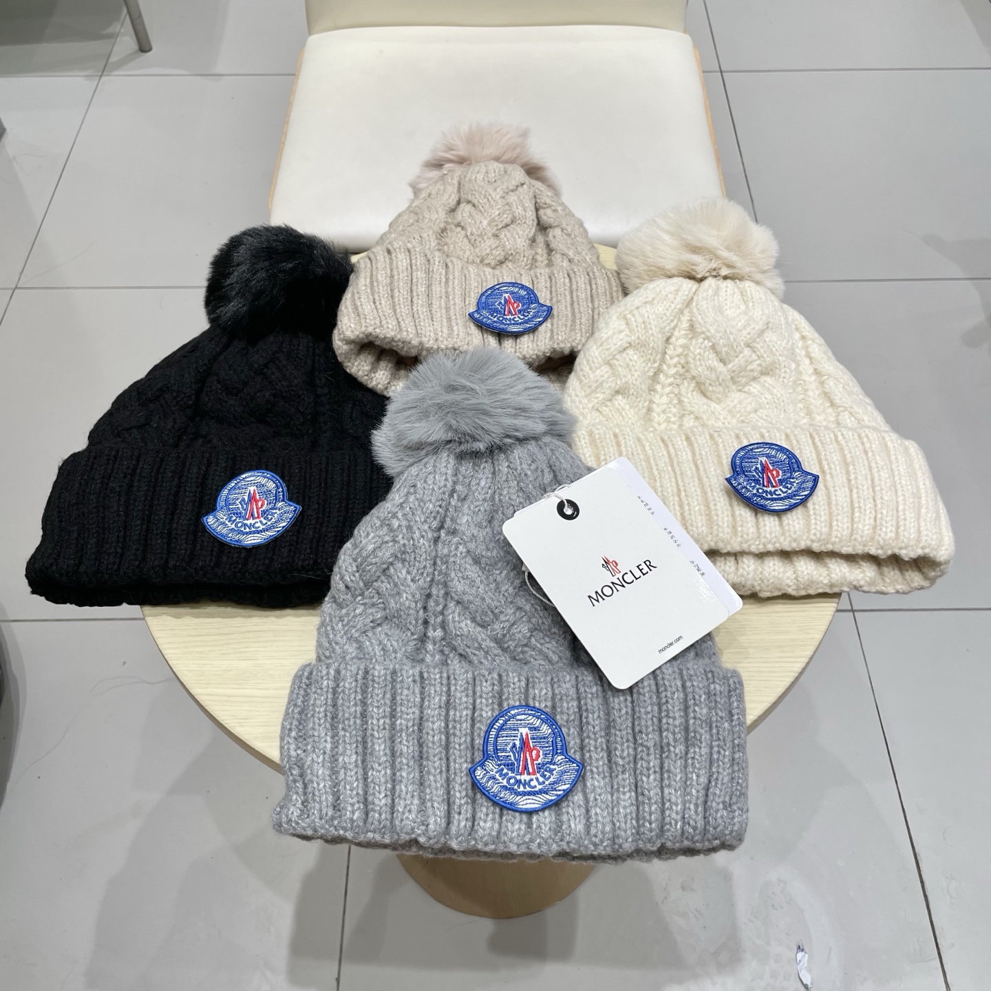  moncler【官网正品】蒙口米色针织帽男女秋冬季毛线帽百搭显脸小保暖冷帽