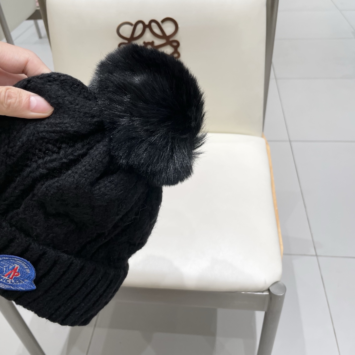 moncler【官网正品】蒙口米色针织帽男女秋冬季毛线帽百搭显脸小保暖冷帽