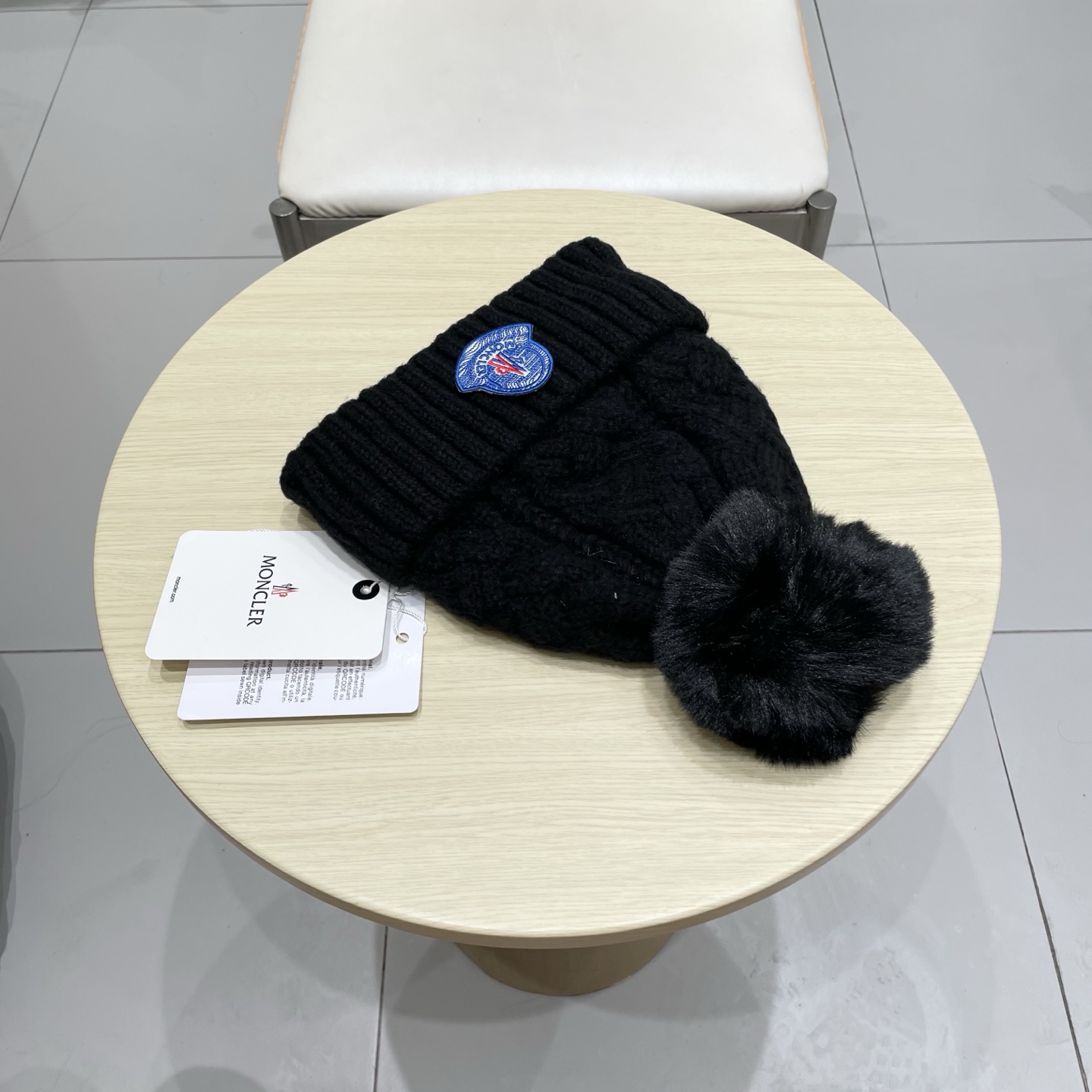 moncler【官网正品】蒙口米色针织帽男女秋冬季毛线帽百搭显脸小保暖冷帽