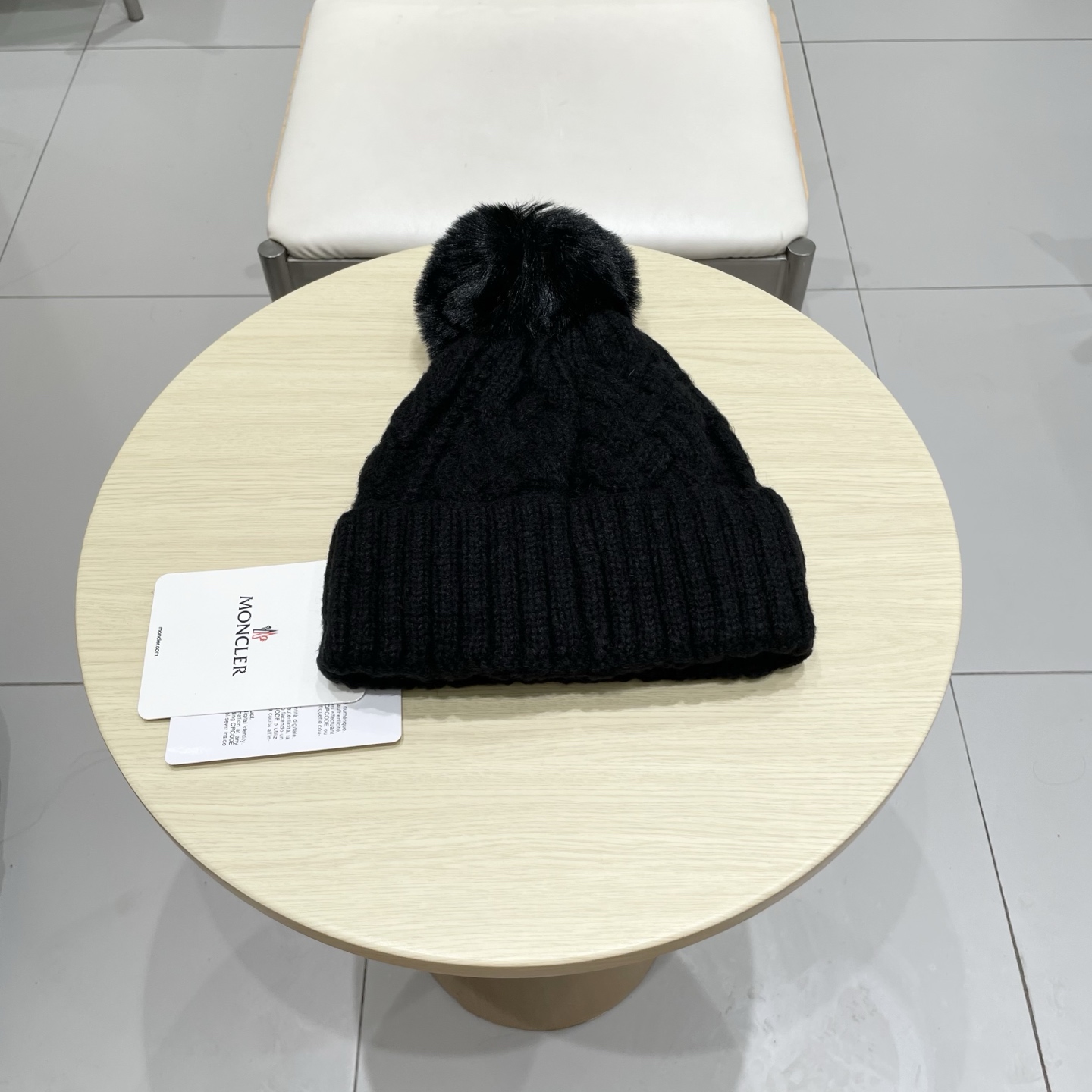 moncler【官网正品】蒙口米色针织帽男女秋冬季毛线帽百搭显脸小保暖冷帽