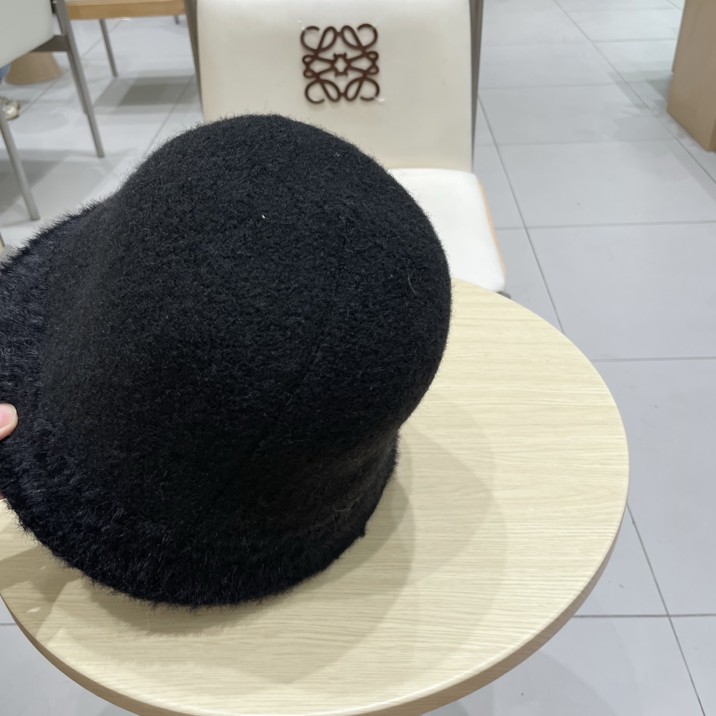 Prada普拉达女秋冬韩版针织渔夫帽素颜遮脸水桶帽韩版百搭显脸小毛绒盆帽