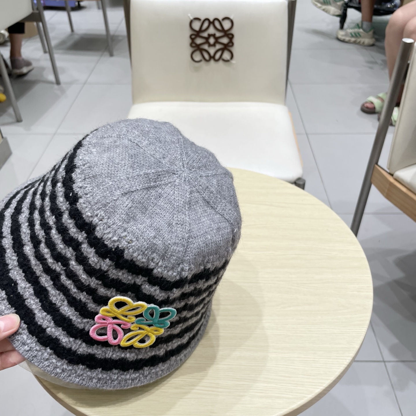 ＬＯＥＷＥ罗意威2025新款韩版条纹针织渔夫帽子女秋冬大头围水桶帽百搭显脸小盆帽