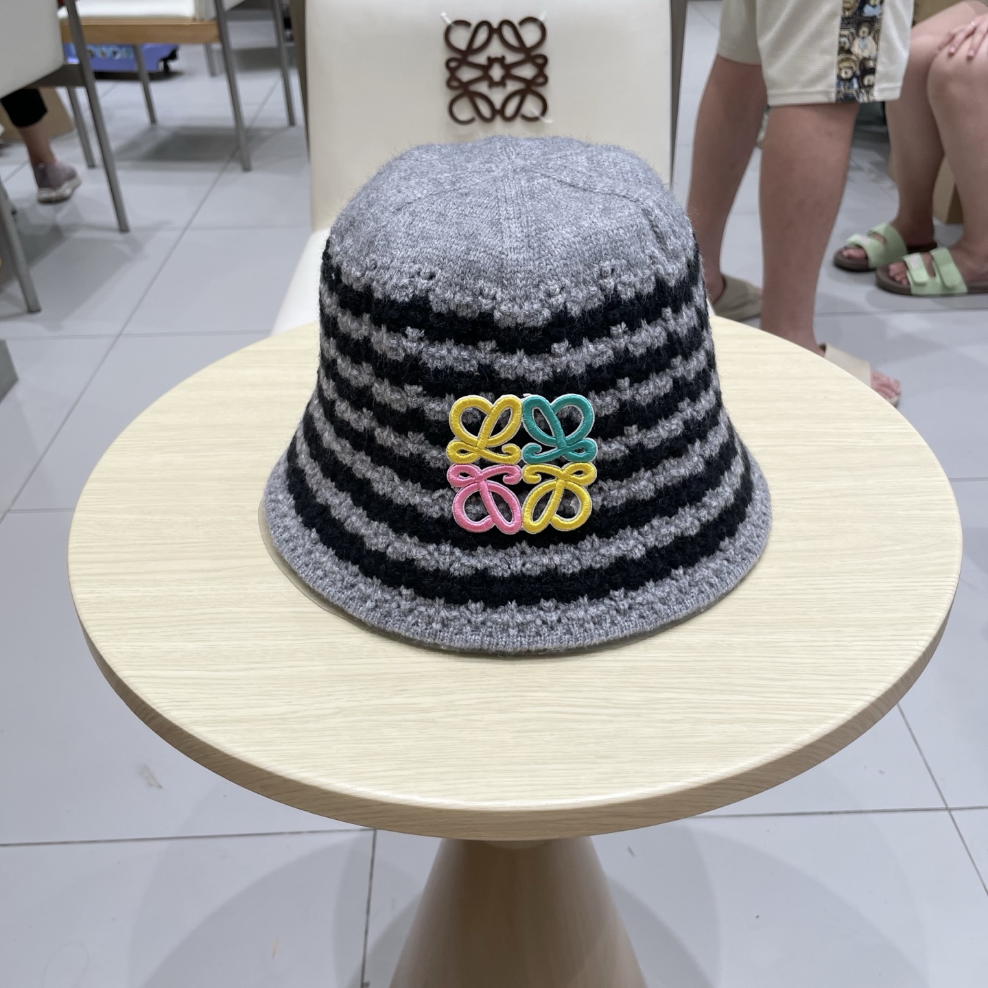 ＬＯＥＷＥ罗意威2025新款韩版条纹针织渔夫帽子女秋冬大头围水桶帽百搭显脸小盆帽