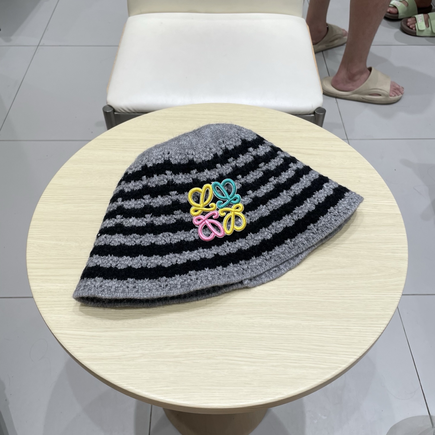 ＬＯＥＷＥ罗意威2025新款韩版条纹针织渔夫帽子女秋冬大头围水桶帽百搭显脸小盆帽