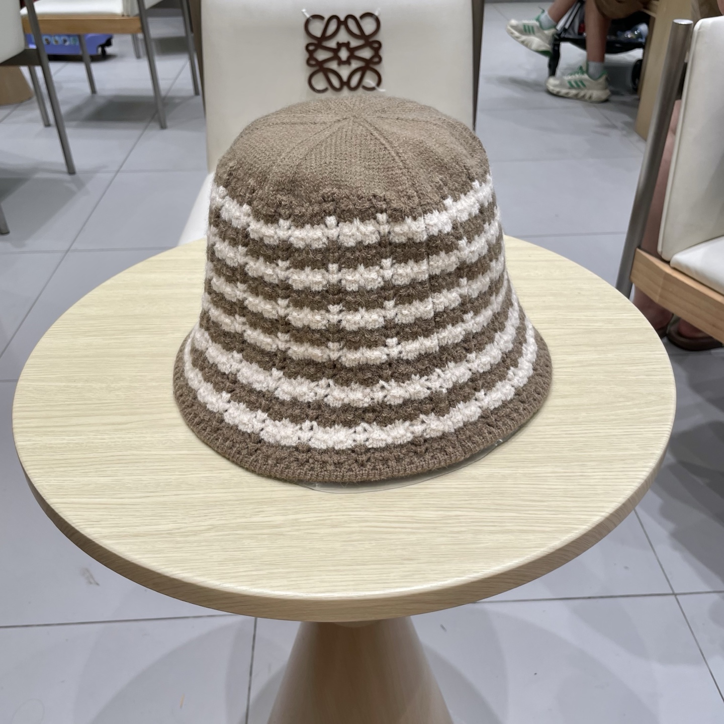 ＬＯＥＷＥ罗意威2025新款韩版条纹针织渔夫帽子女秋冬大头围水桶帽百搭显脸小盆帽