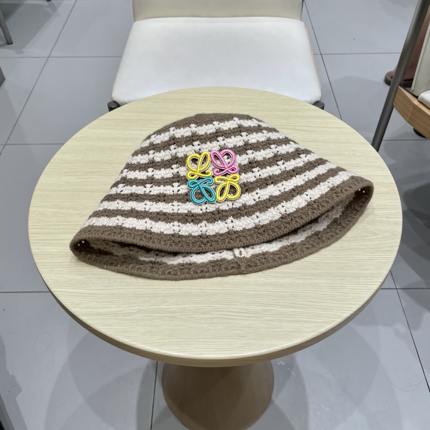 ＬＯＥＷＥ罗意威2025新款韩版条纹针织渔夫帽子女秋冬大头围水桶帽百搭显脸小盆帽