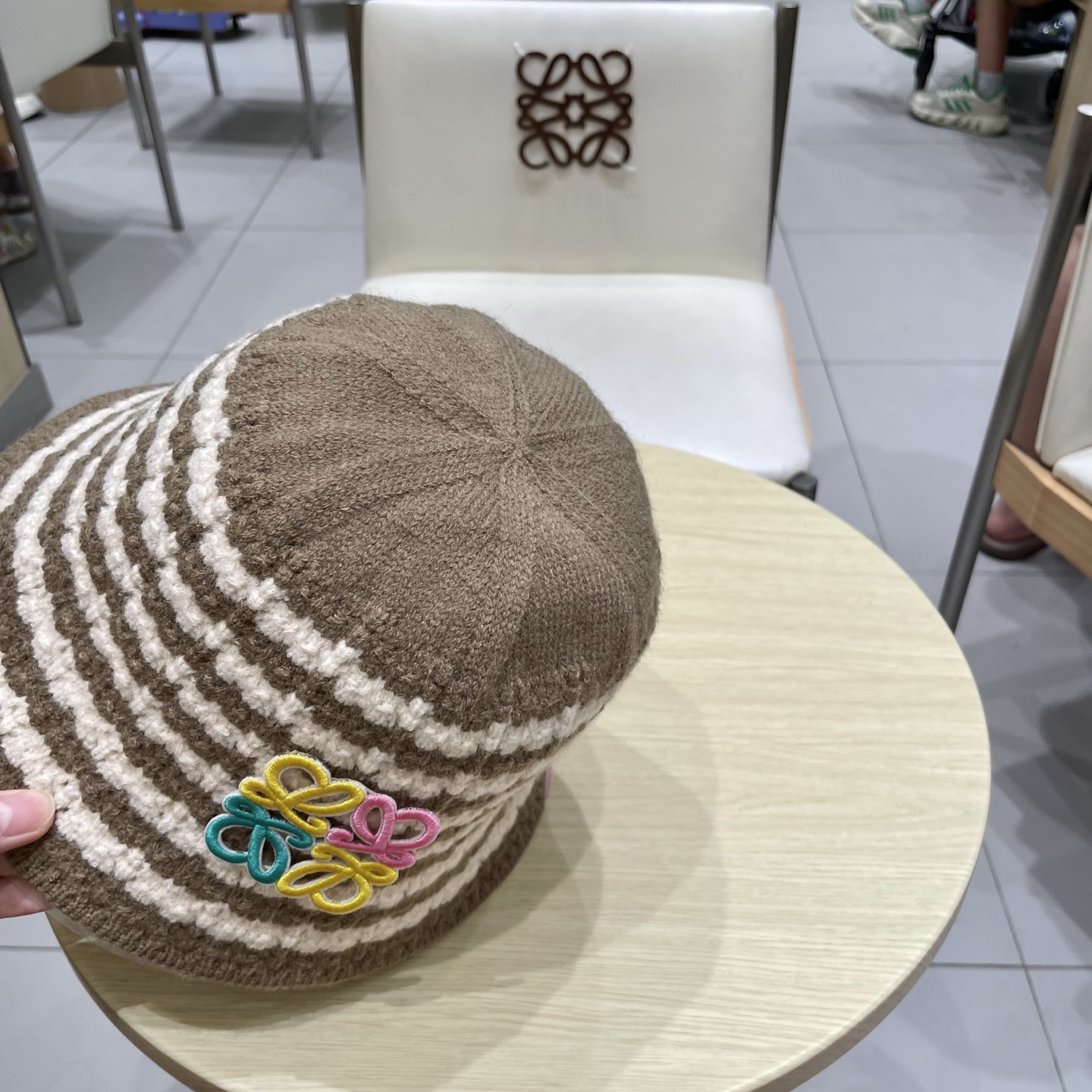 ＬＯＥＷＥ罗意威2025新款韩版条纹针织渔夫帽子女秋冬大头围水桶帽百搭显脸小盆帽