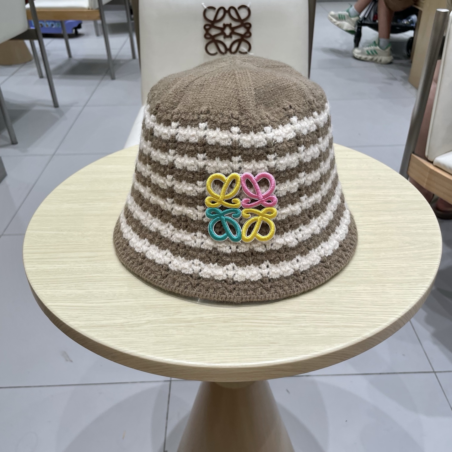 ＬＯＥＷＥ罗意威2025新款韩版条纹针织渔夫帽子女秋冬大头围水桶帽百搭显脸小盆帽