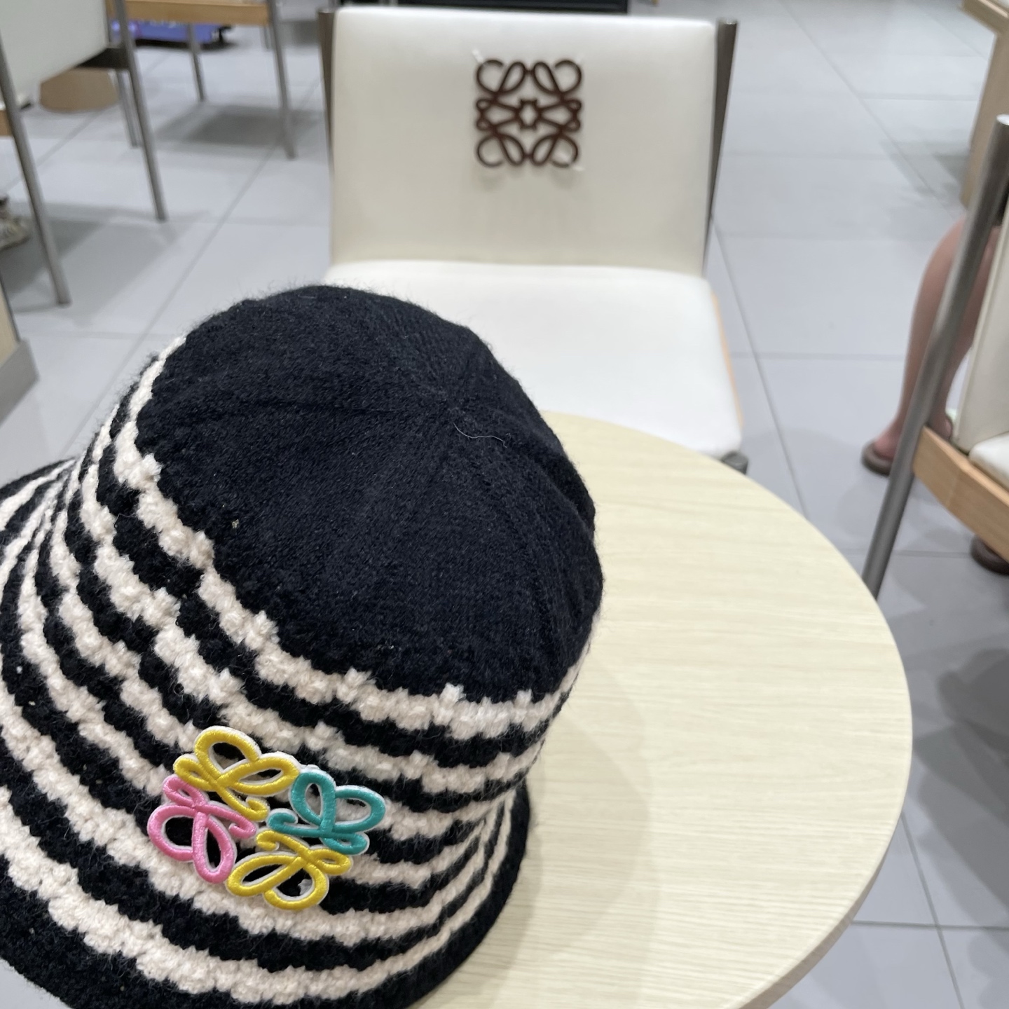 ＬＯＥＷＥ罗意威2025新款韩版条纹针织渔夫帽子女秋冬大头围水桶帽百搭显脸小盆帽