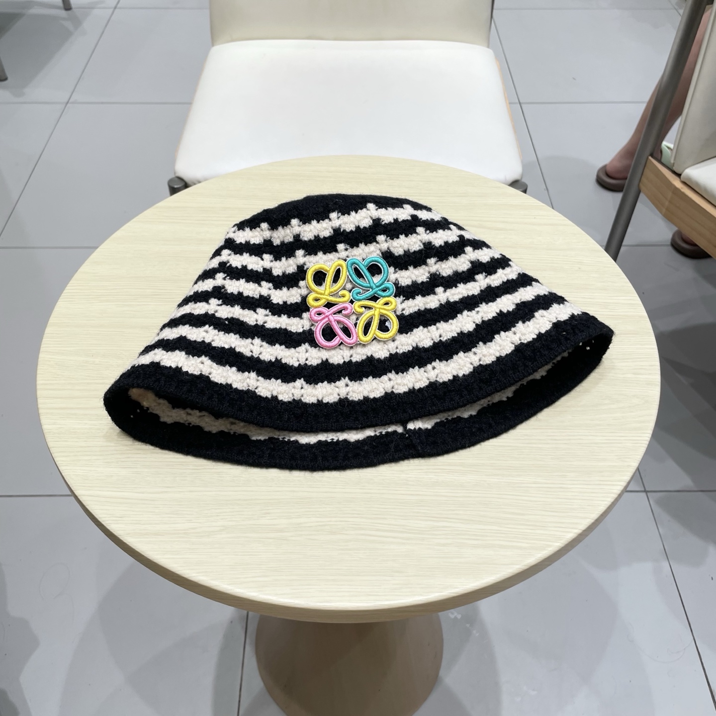 ＬＯＥＷＥ罗意威2025新款韩版条纹针织渔夫帽子女秋冬大头围水桶帽百搭显脸小盆帽