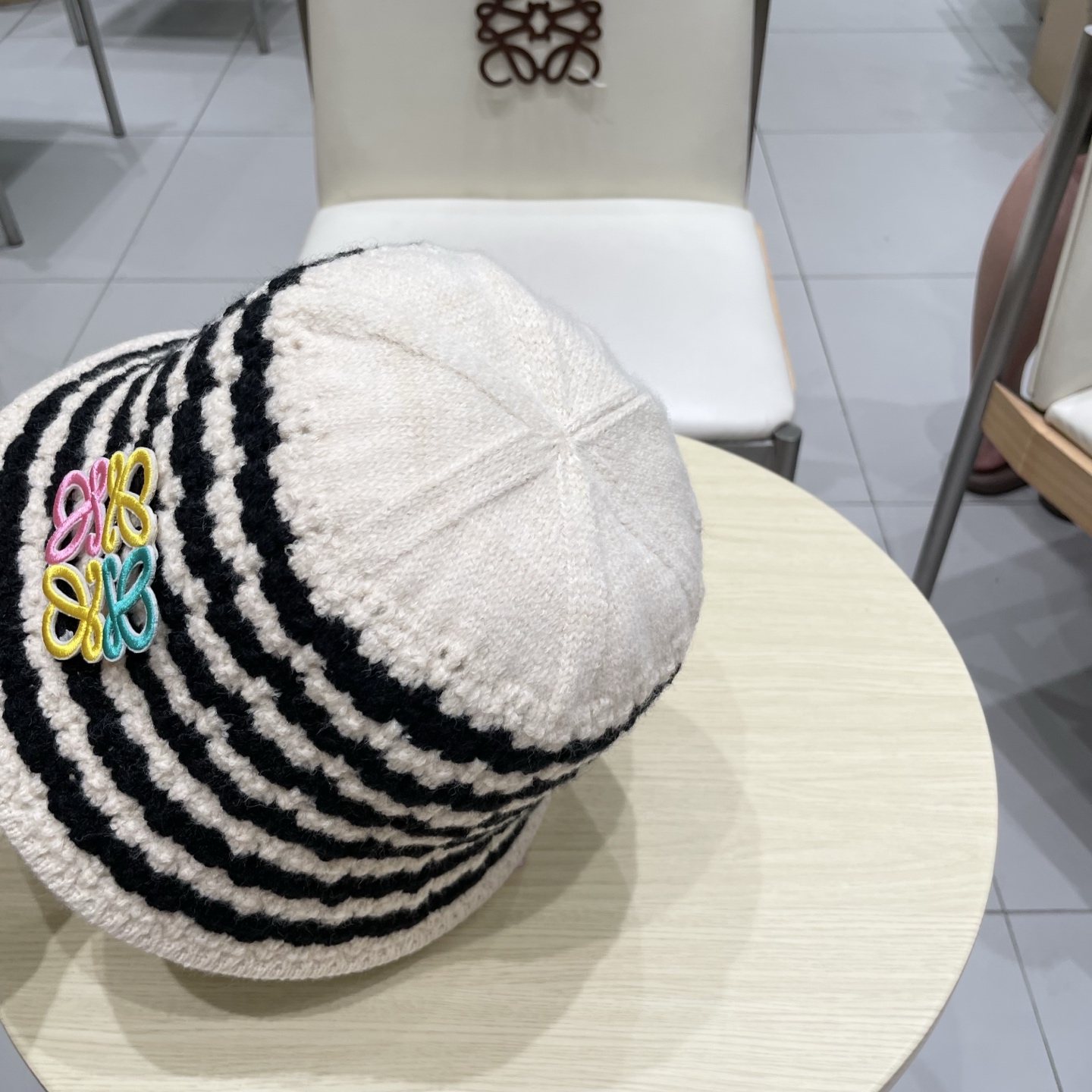 ＬＯＥＷＥ罗意威2025新款韩版条纹针织渔夫帽子女秋冬大头围水桶帽百搭显脸小盆帽