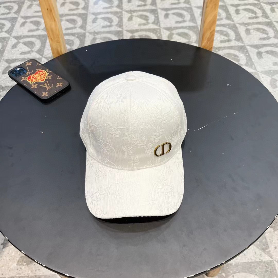   迪奥Dior夏季时尚国潮风棒球帽女户外百搭气质网红款花纹遮阳鸭舌帽休闲帽