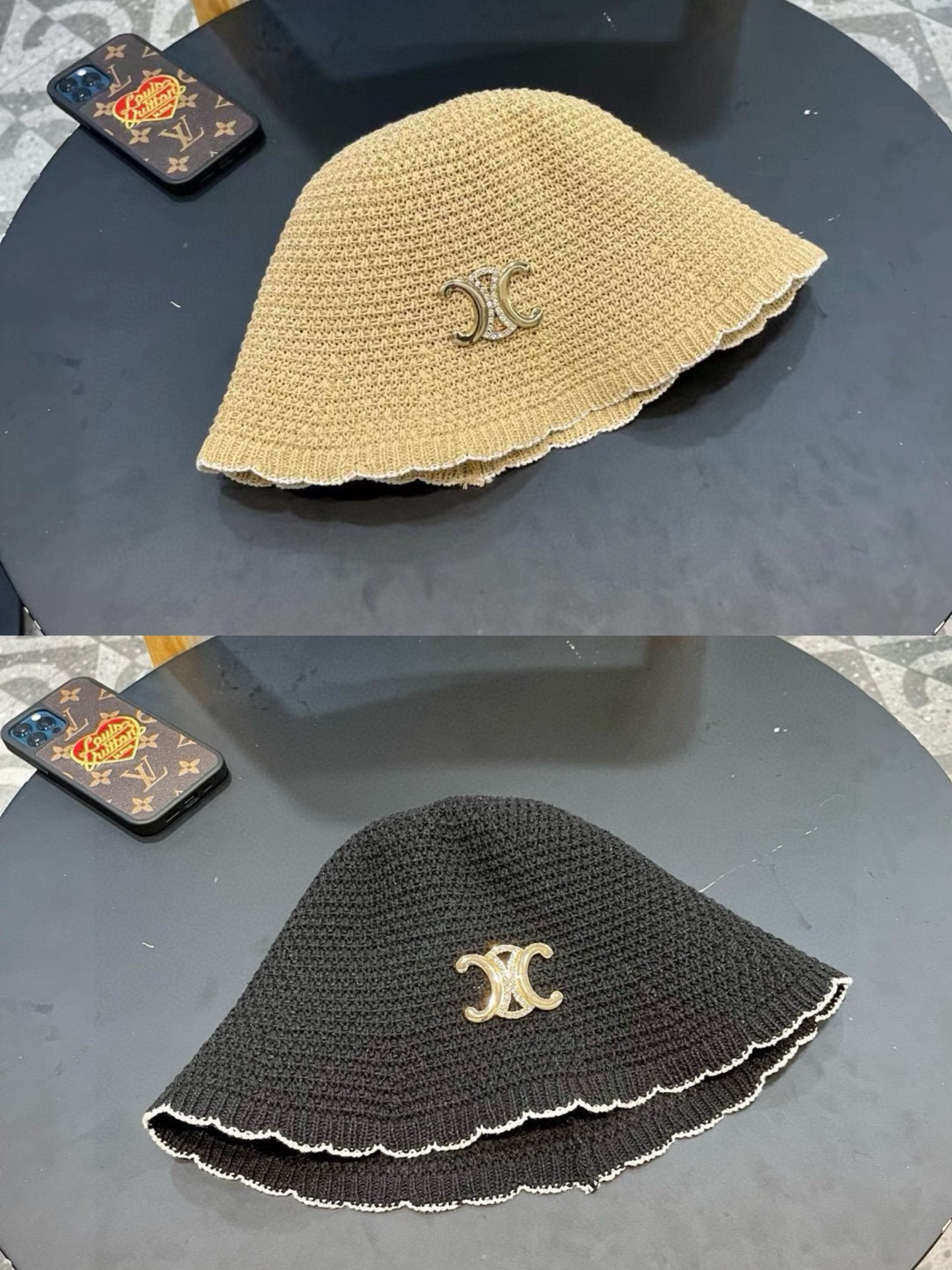 赛琳cellne秋冬季手工针织毛线帽水桶帽子女日系百搭花边短檐显脸小渔夫帽潮