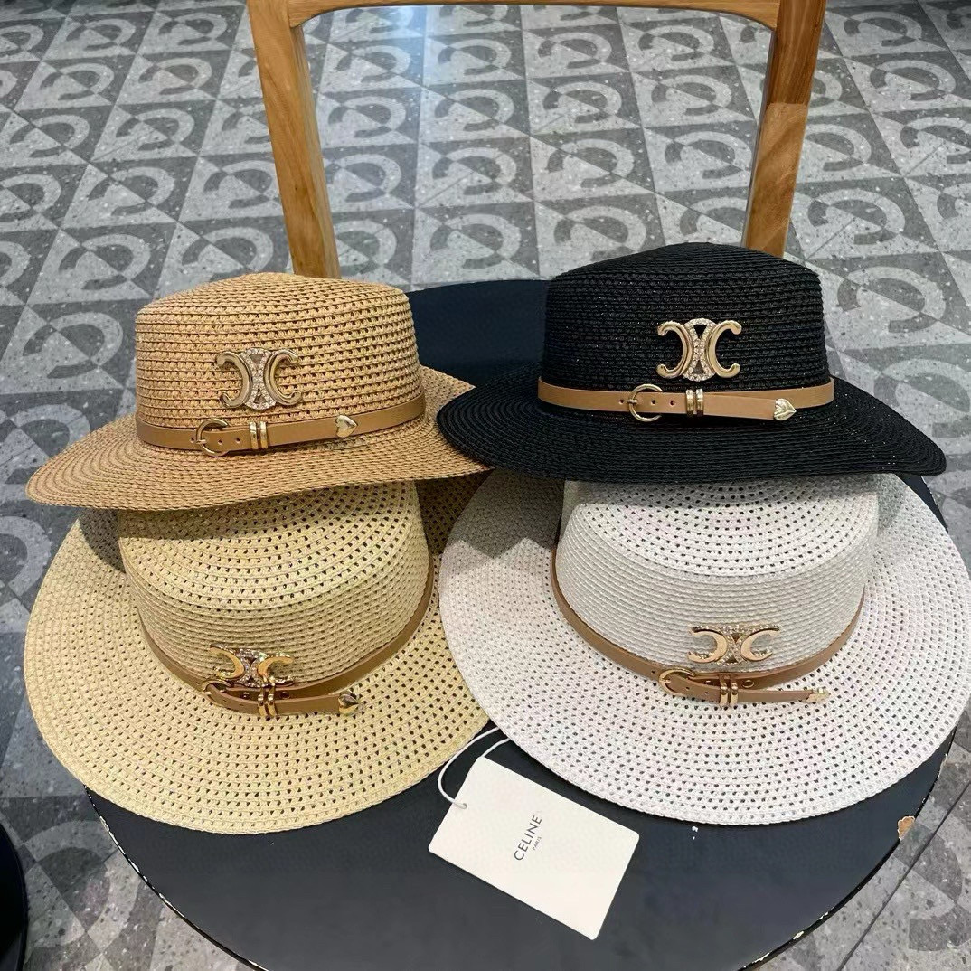 塞琳celien新款草帽，平顶镂空礼帽，头围57cm