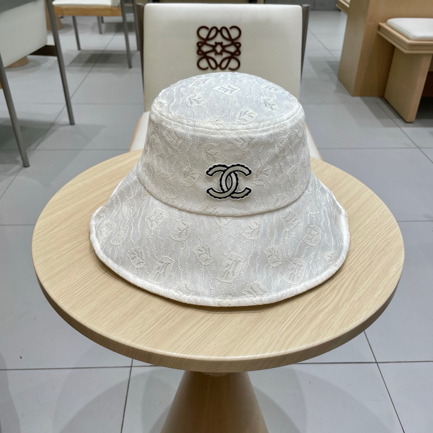  chanel香奈儿大檐遮阳帽子女夏天柔软可折叠渔夫帽蕾丝花纹布帽休闲度假太阳帽