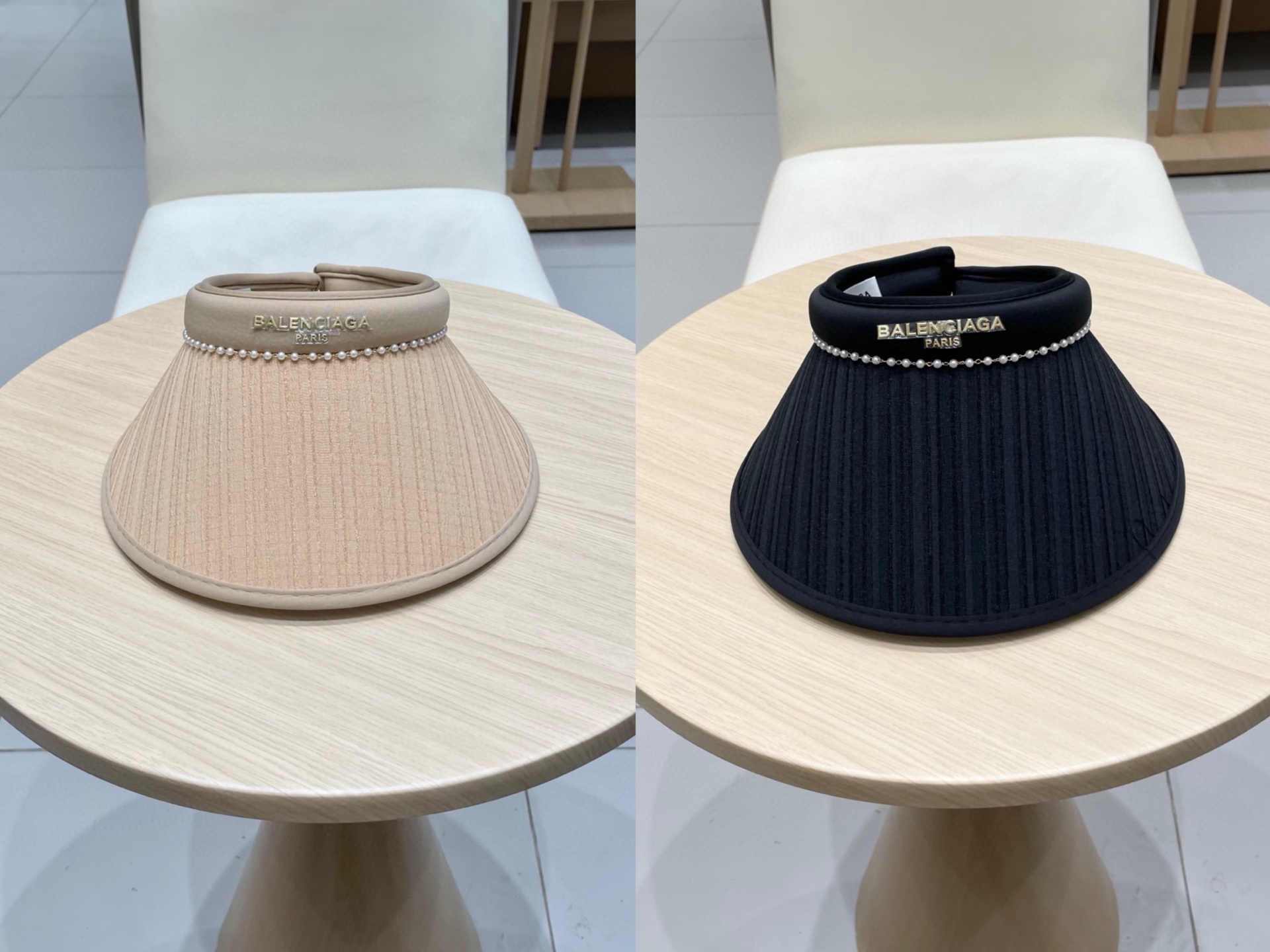   巴黎世家2025春夏女遮阳小香风珍珠空顶发箍帽户外遮阳帽百搭太阳帽