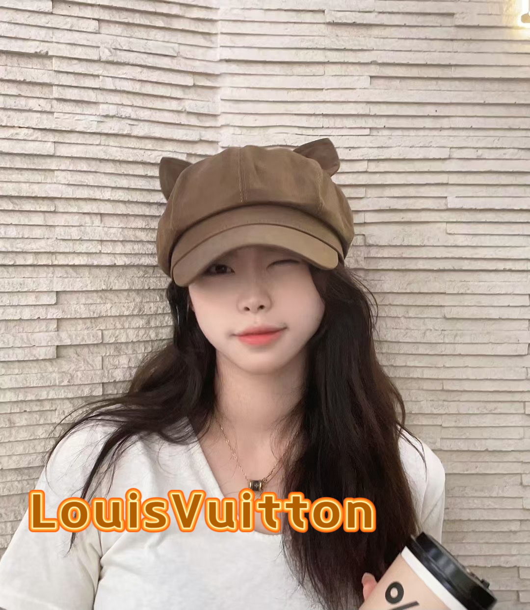 路易威登棒球帽 LouisVuitto2条纹可爱耳朵休闲时尚百搭街头出游八角帽画家帽新款