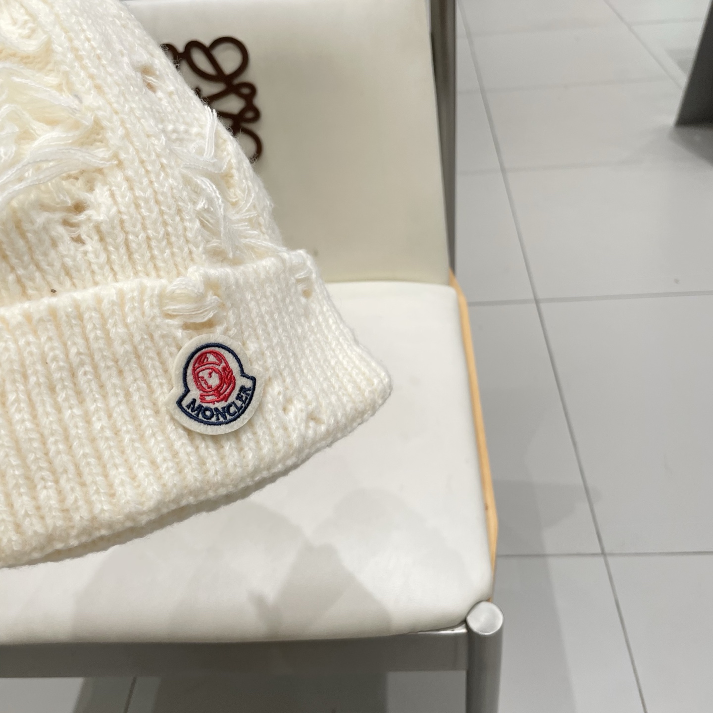 蒙口MONCLER大版破洞针织帽女秋冬韩版圆脸显脸小冷帽高品质网红卷边休闲百搭