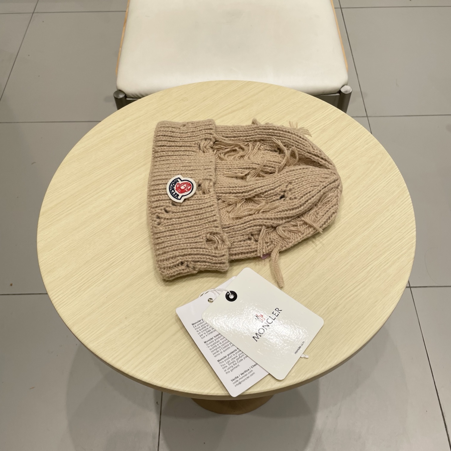 蒙口MONCLER大版破洞针织帽女秋冬韩版圆脸显脸小冷帽高品质网红卷边休闲百搭